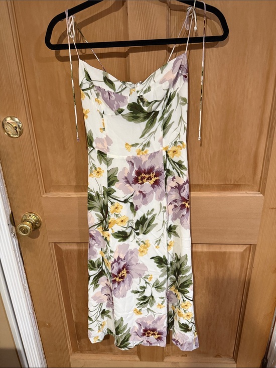 Reformation Dresses & Skirts - Reformation White Slip Dress with Lavender and Green Floral Print, size 4